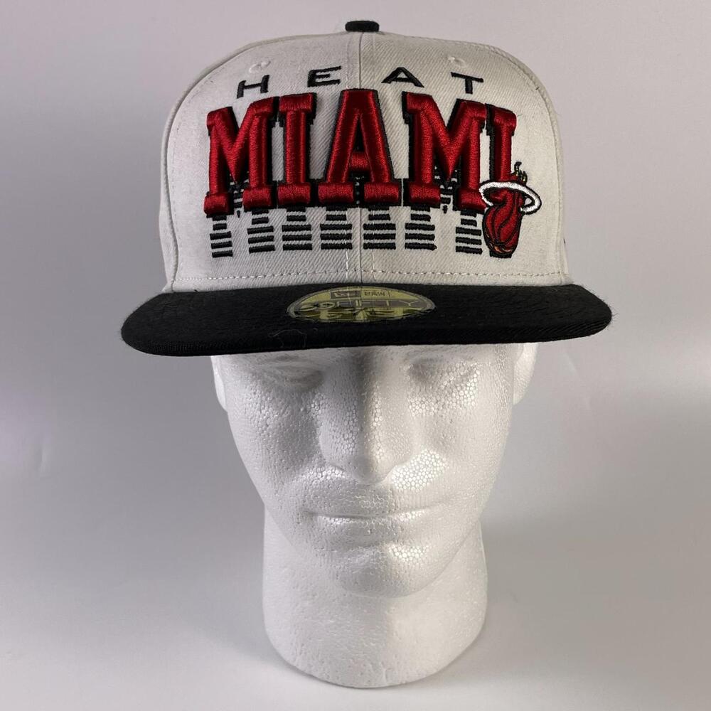 Miami Heat New Era 59FIFTY Hardwood Classics Fitted Hat White Black 7 1/8